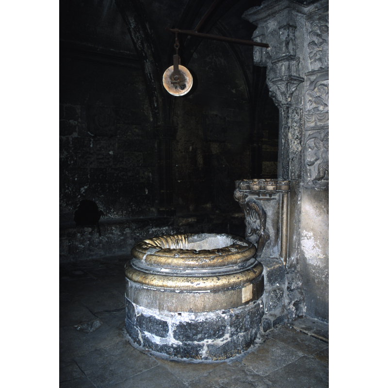 in the cloister, by the well-head