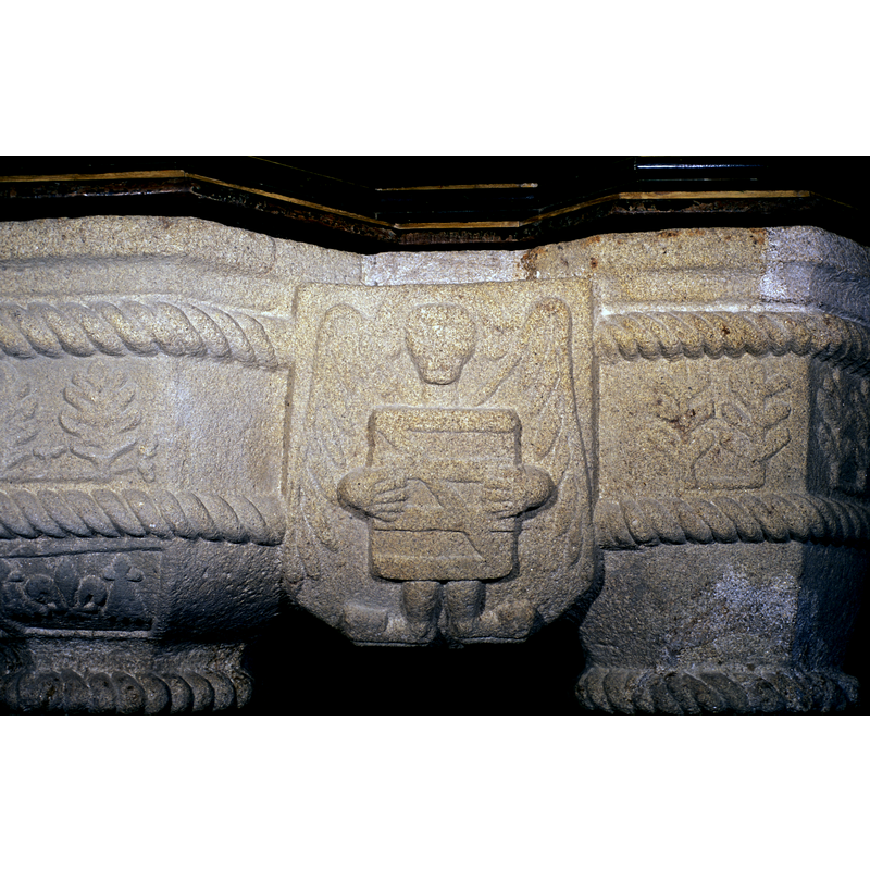 angel holding a shield