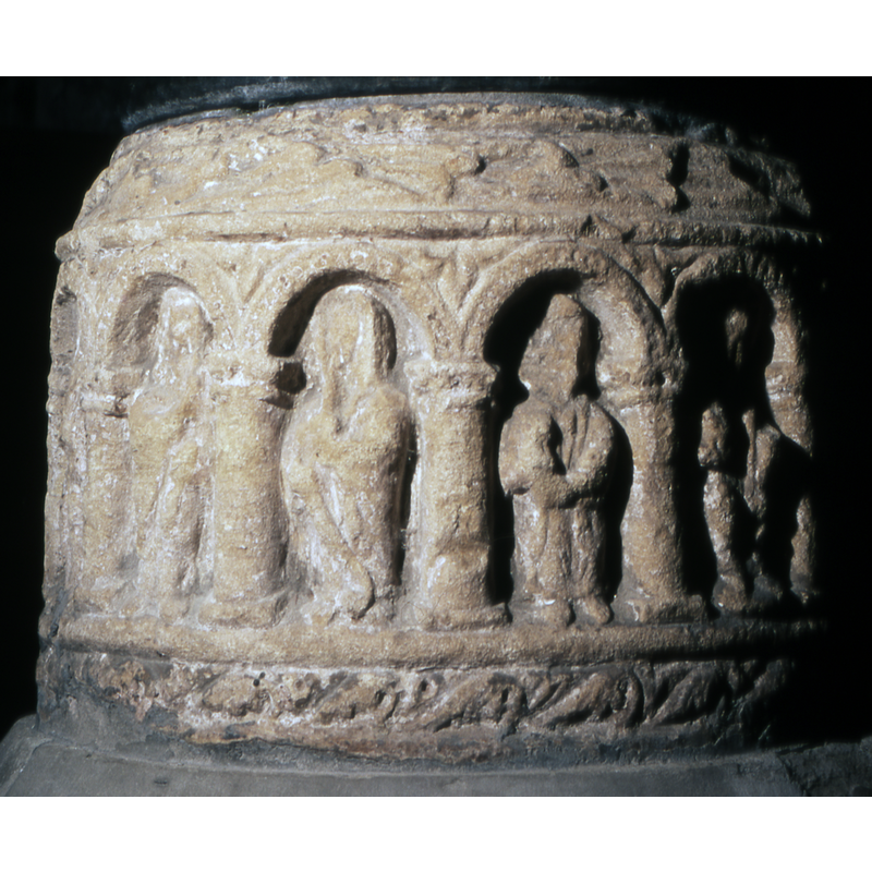 believed to be the Apostles in the arcade of the base
