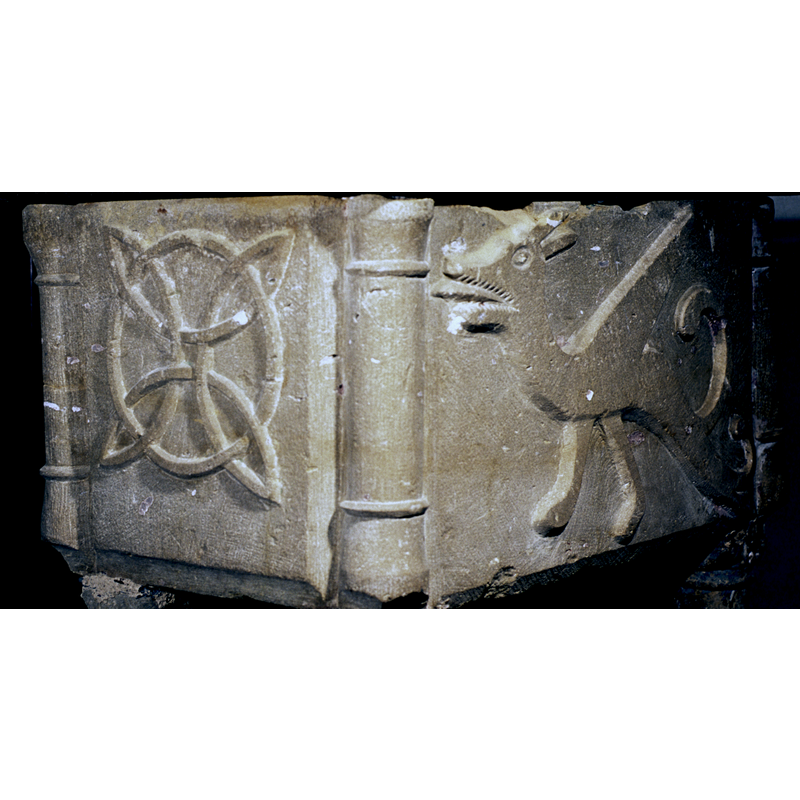 on one of the long sides of the rectangular basin -- Thiebot identifies it with Leviathan and the Fall of humanity into sin. Vivier-Seguin identifies it as chimera