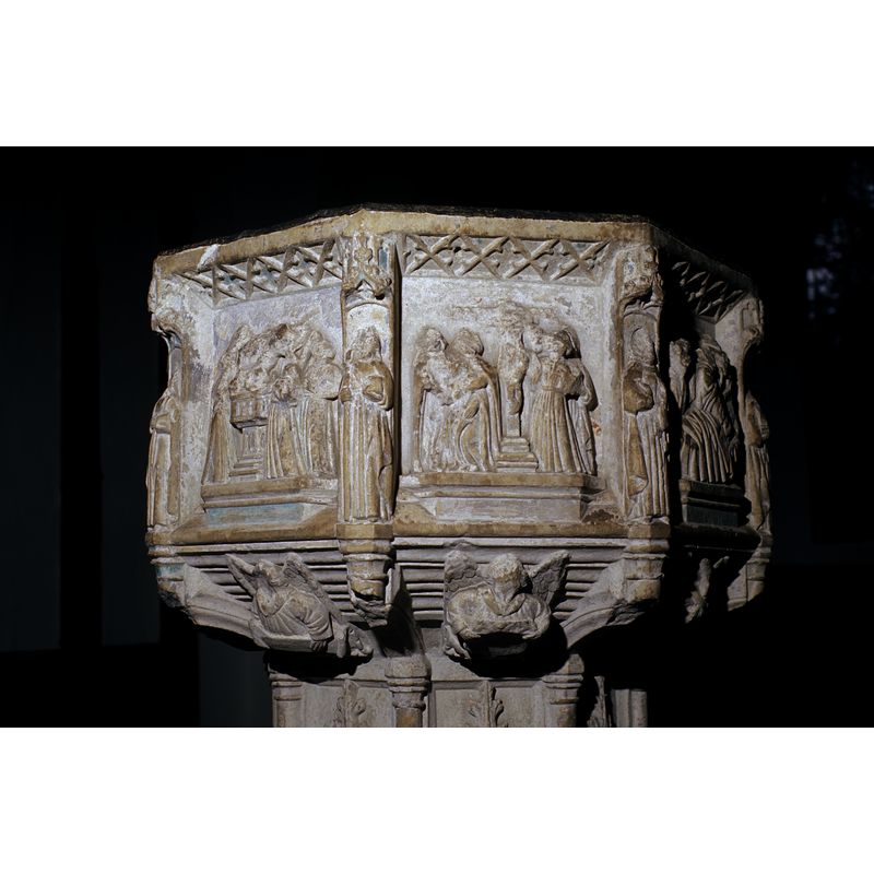 at the angles of the basin; the figures are defaced and/or decapitated
