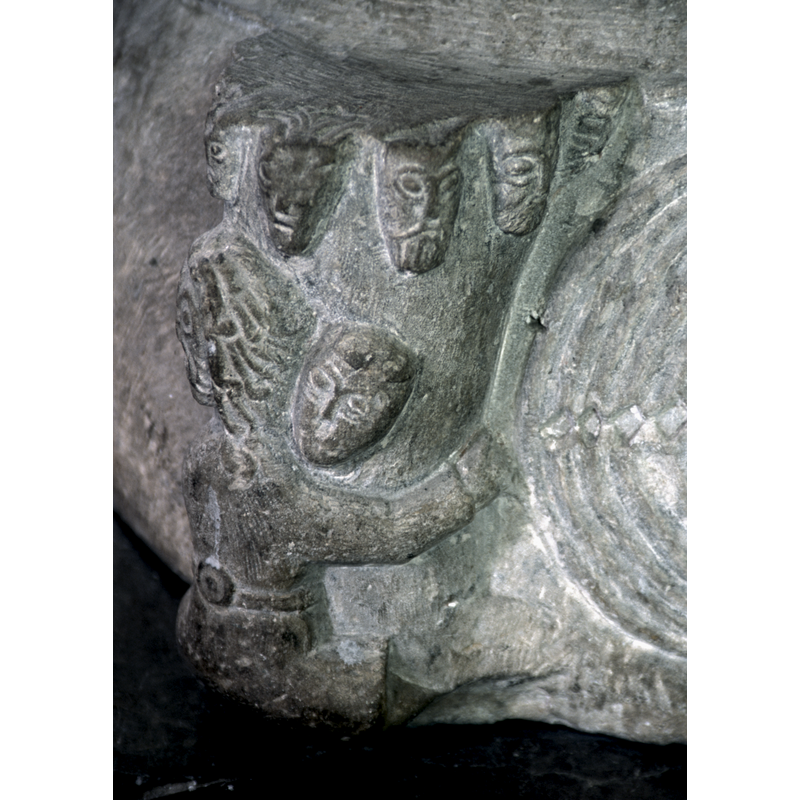 another view of the 'column hugger', with one head on his right shoulder, while the other heads appear to part the column