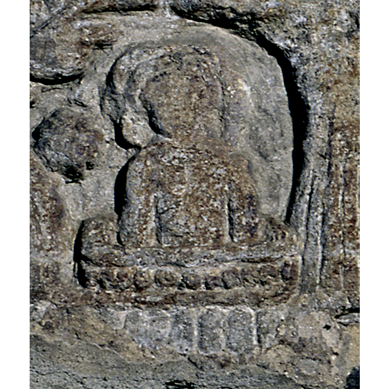a haloed demi-figure in a font or bath; the similarity of the vessel with this font cannot be casual