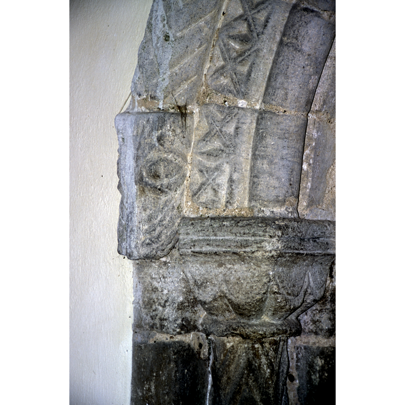 left side detail of the Norman portal with a dragon head