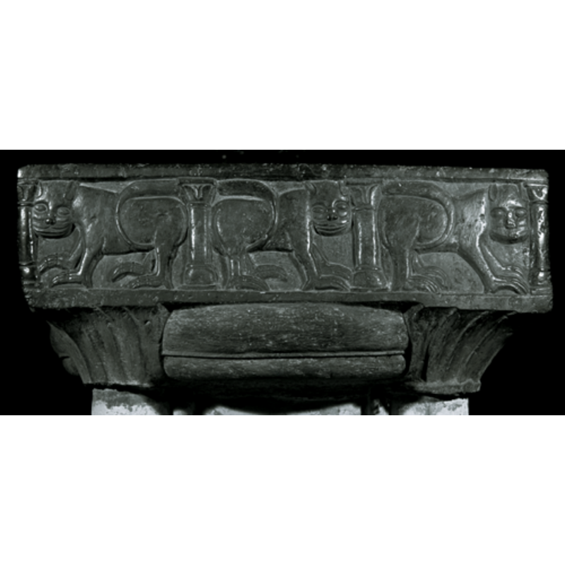 From the left: lion facing left, two others facing right
