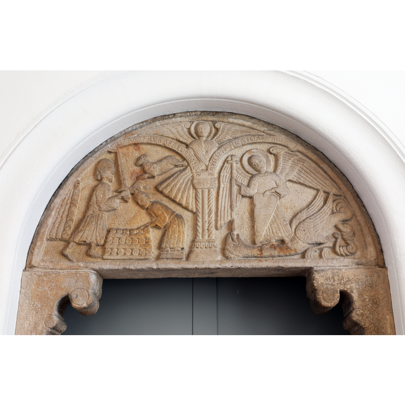 tympanum of the 12thC church at Källs Nöbbelöv, as displayed in the Lunds museum [LUHM 27000]