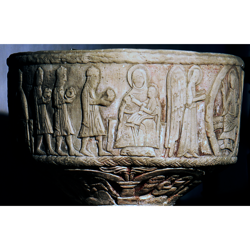 most of the detail is now eroded but it may have been originally as well executed as the one at the lower end of the basin