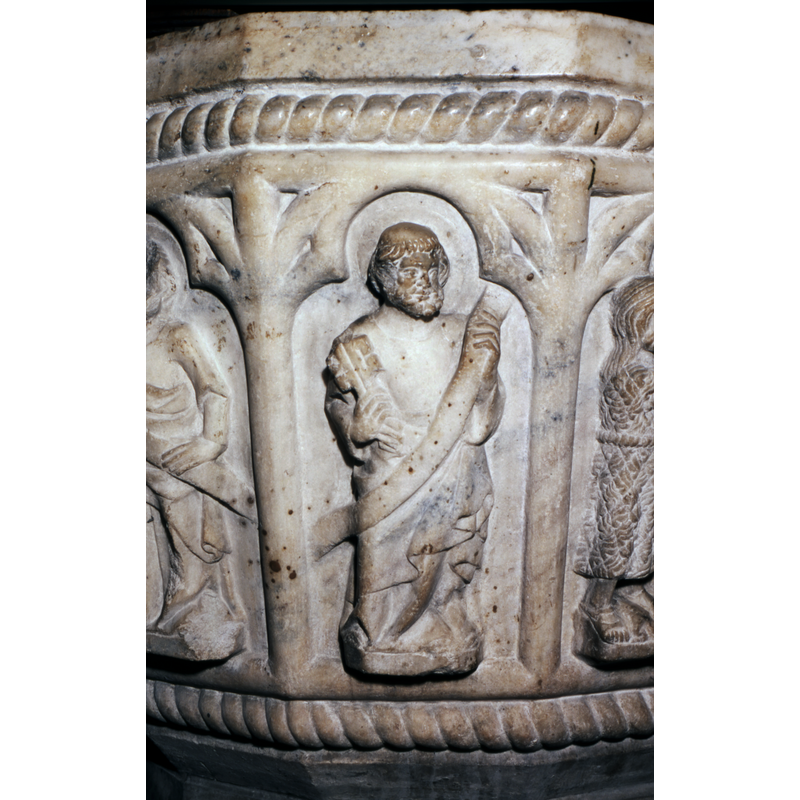 located to the left of the Baptism of Christ scene
