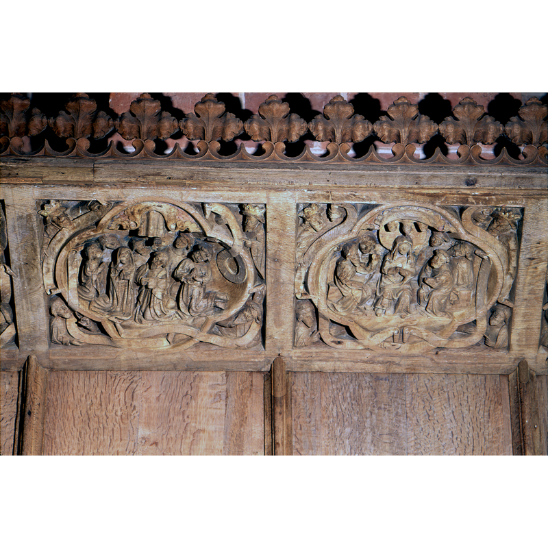 on the left, the Ascension of Christ; on the right, a Pentecost scene?