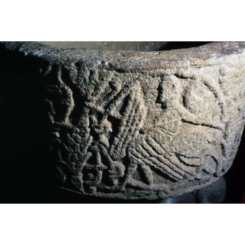 a man riding a griffin [seen here on the right side of the image]