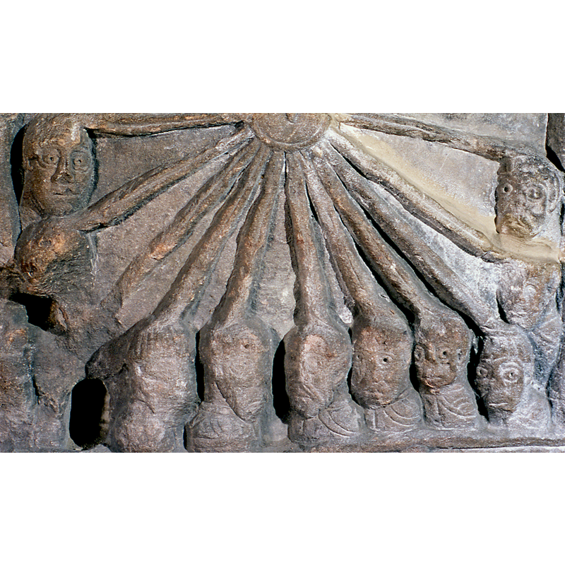 showing the heads of the Apostles and the rays of the Holy Ghost in the Pentecost scene