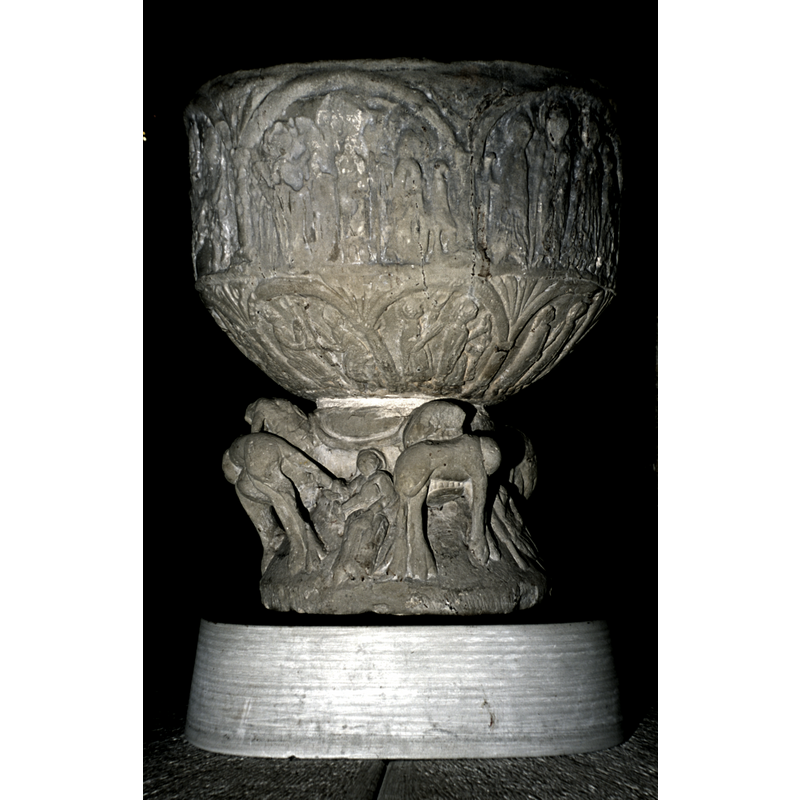 showing the relational position of the iconographical programmes on the basin, underbowl and base