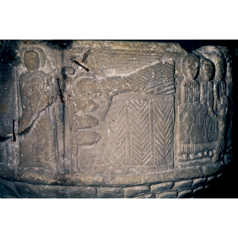 Dream of the Magi. They ly in one bed, heads to the left, headboard on bed, crowned, and above the bed, in a horizontal position is an angel as long as the bed, His hand points or touches the chin of the middle king.