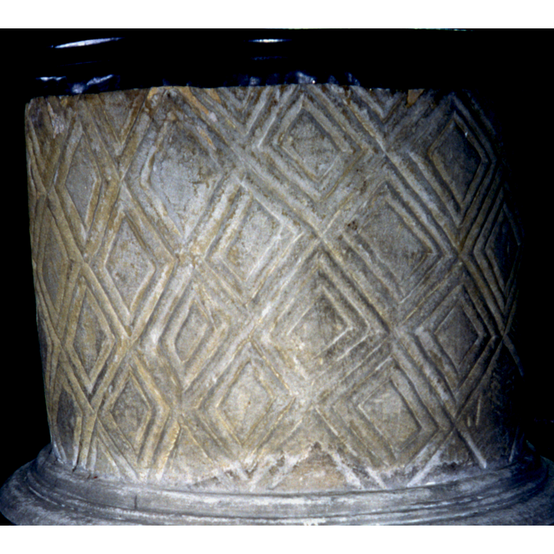 all of this side is a uniform pattern of rhomboid/lozenge concentric motifs