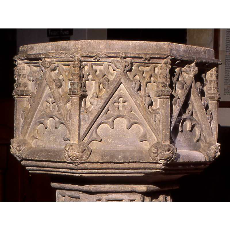 one on each panel of the basin