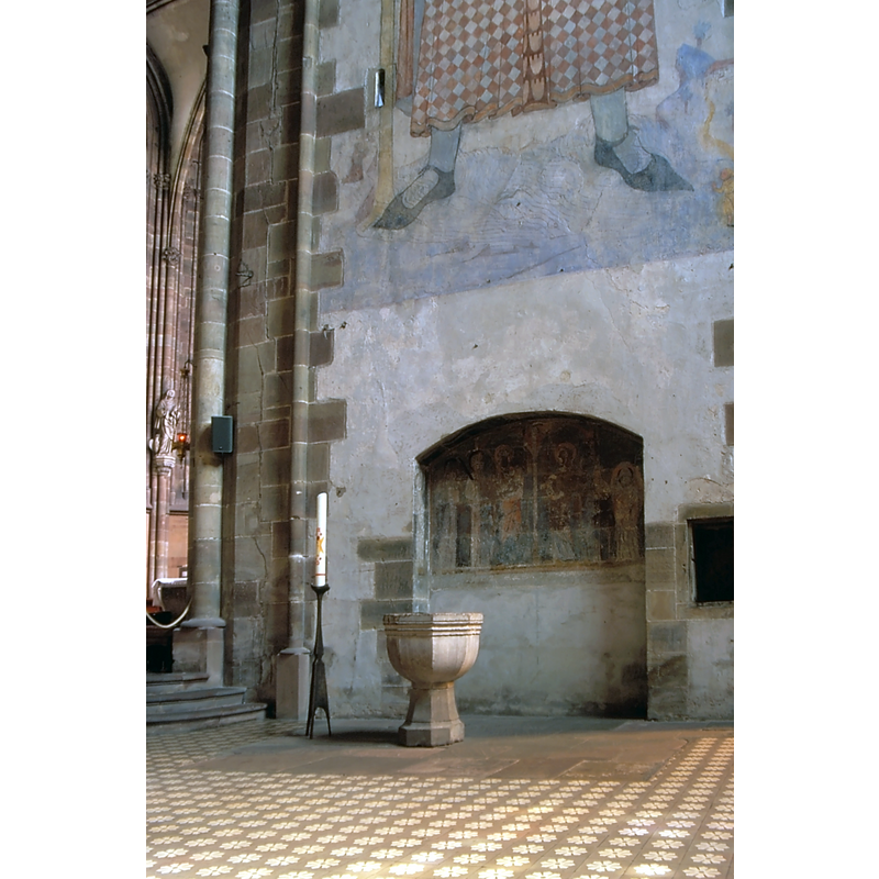 with the St. Christopher fresco partially visible above it